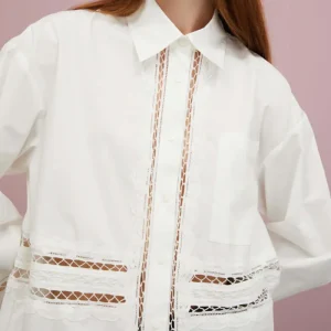 ISABELLE BLANCHE Camicia con passamaneria uncinetto