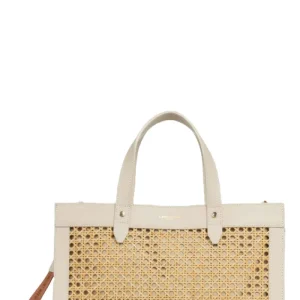 LANCASTER Shopper in canna di rattan e pelle